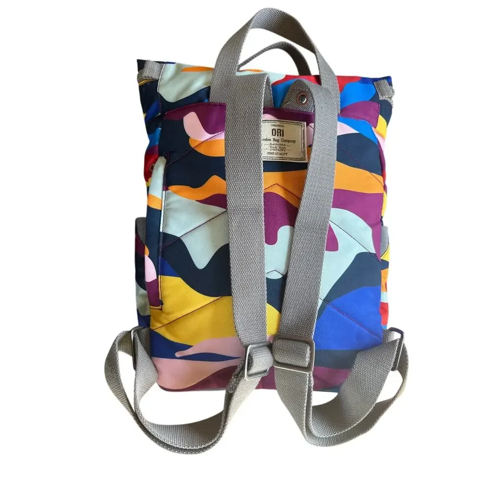 ORI London Bag Co Bantry B Bold Camo Recycled Canvas Backpack Work School Bright